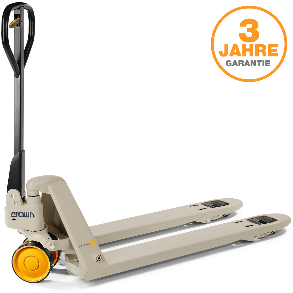Crown PTH 50 Series Handhubwagen mit 1150 mm Gabellänge, Tandem-Gummirollen, Tragfähigkeit 2300 kg